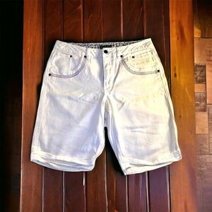 Mountain Lake Womens White Wash Denim Rainbow Trim Jean Shorts Size 10 Pockets